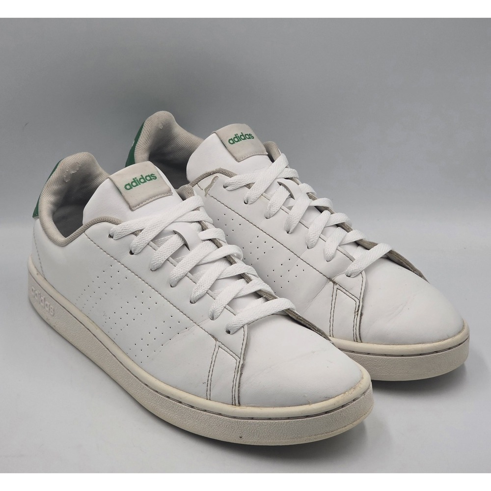 adidas Advantage White Green Sneakers Men's Size 10 Lace Up Casual Shoes - Picture 1 of 12